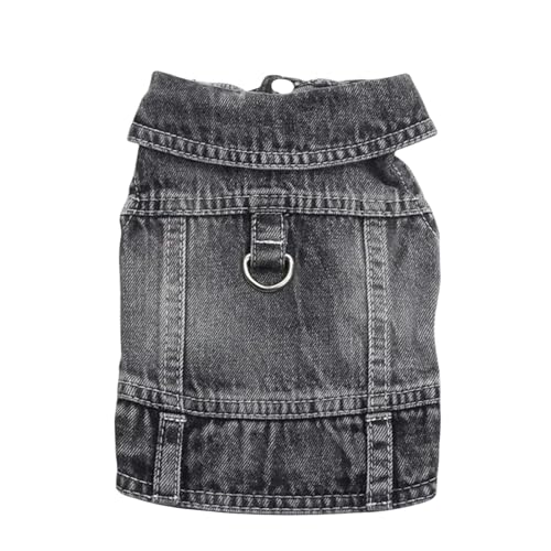 MdybF Regenmantel Hund Frühlingsherbstin Winter Jeans Mantel Jacke Schleppteuer Denim Haustierbekleidung-Schwarz-L von MdybF