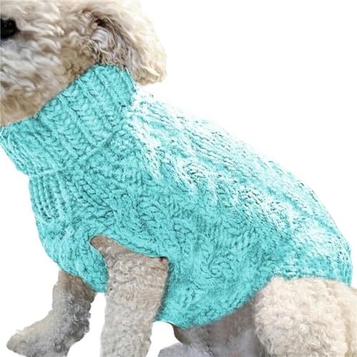 MdybF Regenmantel Hund Haustier Herbst Winter Kleidung Weiche Hochkragen Feste Farbpullover Haustier-Blau-L von MdybF