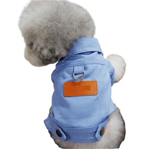 MdybF Regenmantel Hund Hundeanzug Outfits Denim -Mantelkleidung Mit Ring Für Kleine Mittelgroße Hunde Welpen Haustier-Blau-XL von MdybF