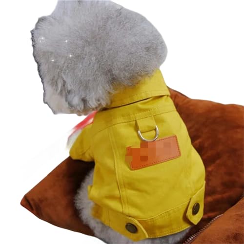 MdybF Regenmantel Hund Hundeanzug Outfits Denim -Mantelkleidung Mit Ring Für Kleine Mittelgroße Hunde Welpen Haustier-Gelb-M von MdybF