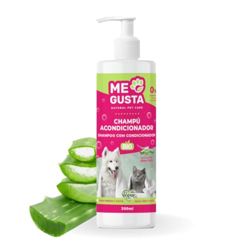 ME GUSTA Conditioner-Shampoo für Hunde und Katzen, erleichtert das Entwirren, hilft das Fell zu entwirren, Tiefe Feuchtigkeit, Erdbeerduft, 300 ml von Me Gusta