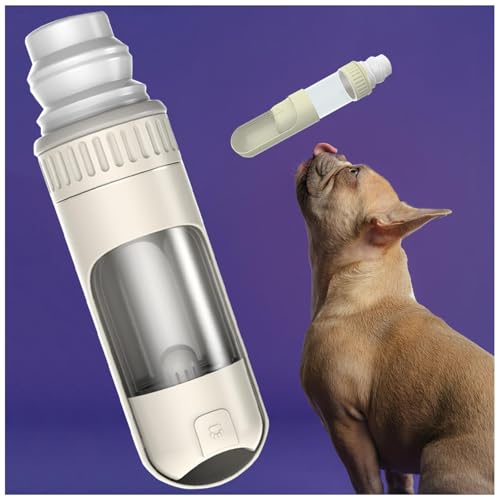 Hunde Trinkflasche to Go, 350 ml Hundetrinkflasche mit 150 ml Hundefutter Becher Wasserflaschen Für Hunde für Täglich Spazieren Gehen Reisen Campen,White von MeLtor