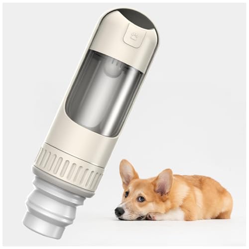 Hundetrinkflasche Für Unterwegs, 2in1 Hundetrinkflasche, 350ml mit 150ml Futterbeutel Hundetrinkflasche Für Unterwegs für Große Kleine Hunde Leckdichte Wasserflasche,White von MeLtor