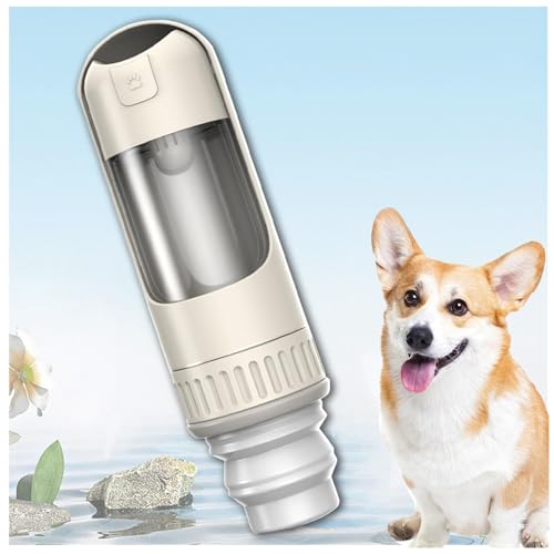 Hundetrinkflasche Für Unterwegs, 2in1 Hundetrinkflasche, 350ml mit 150ml Futterbeutel Reise Wasserflasche Hund für Wandern, Reisen mit Haustieren,White von MeLtor