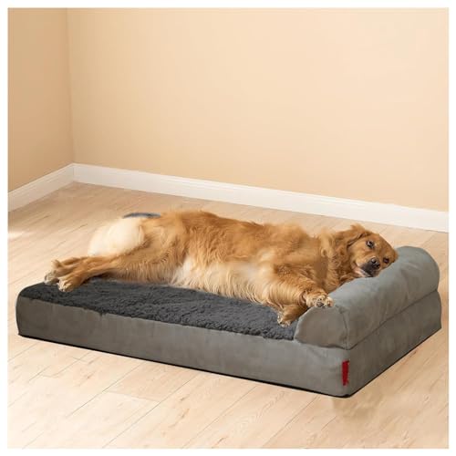 MeLtor Orthopädisches Hundebett mit Eierschaumunterstützung, großes Hundebett mit abnehmbarem, waschbarem Bezug, wasserdichtem Futter und rutschfester Unterseite, Stil 2-XL (111,8 x 81,3 x 7,6 cm) von MeLtor