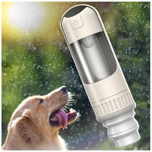 Trinkflasche Für Hunde, 350 ml Hundetrinkflasche mit 150 ml Hundefutter Becher Hunde Wasserflasche Unterwegs für Große Kleine Hunde Leckdichte Wasserflasche,White von MeLtor