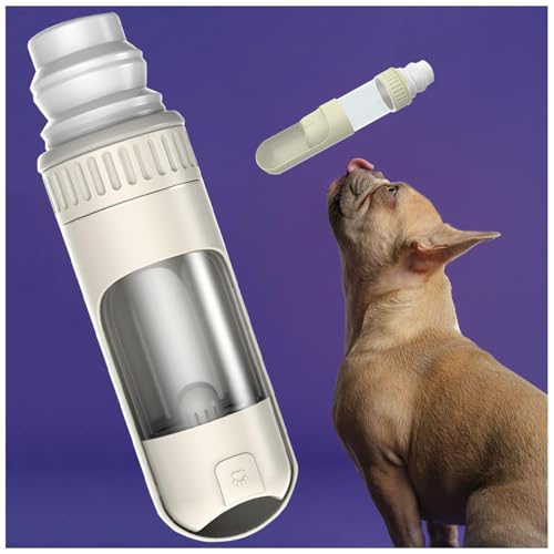 Trinkflasche Hund, 2in1 unterwegs, 350ml mit 150g Falten Futterbehälter Hunde Wasserflasche Unterwegs für Täglich Spazieren Gehen Reisen Campen,White von MeLtor
