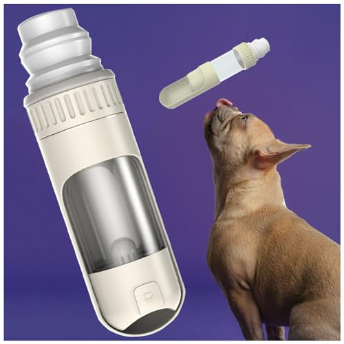 Trinkflasche Hund Unterwegs, 350 ml Hundetrinkflasche mit 150 ml Hundefutter Becher Trinkgefäß Hund Unterwegs für Wandern, Reisen mit Haustieren,White von MeLtor