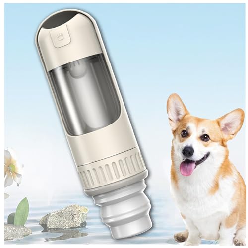 Trinkflasche Hunde Für Unterwegs, 350 ml Hundetrinkflasche mit 150 ml Hundefutter Becher Wasserflasche Hund Unterwegs Klein für Wandern, Reisen mit Haustieren,White von MeLtor