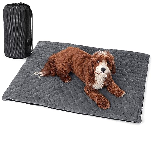 Meadowlark Outdoor Hundebett 91,4 x 71,1 cm – tragbares, leichtes Reisebett für kleine & mittelgroße Hunde – wasserdicht, rutschfest, weiches Mikro-Wildleder, maschinenwaschbar mit Tragetasche für von Meadowlark