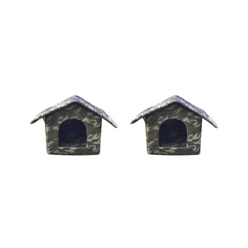 2er-Set Katzennest, verformt sich nicht und feine Nähte, sorgt für langlebiges OxfordTuch, Zeltkabine, Haustierhaus, Katzenhaus, Camouflage, Modell: L: 45 x 43 x 40 cm, L: 45 x 43 x 40 cm von Mealoodiousmusea