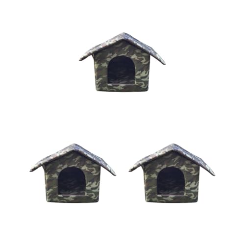 3er-Set Katzennest, verformt sich nicht und feine Nähte, sorgt für langlebiges OxfordTuch, Zeltkabine, Haustierhaus, Katzenhaus, Camouflage, Modell: L: 45 x 43 x 40 cm, L: 45 x 43 x 40 cm von Mealoodiousmusea