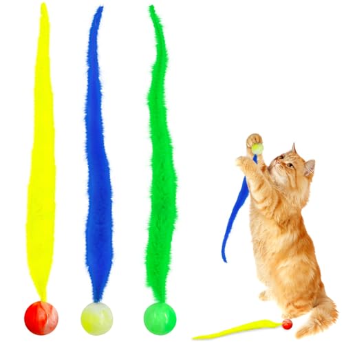 Meanju 3 Stück Interaktives Spielzeug für Katzen,Balls Lustiges Katzenspielzeug,Wackelball Für Katzen,Wurmkatzenspielzeug, für Katzen jeden Alters, Interactive Toy for Cats. von Meanju