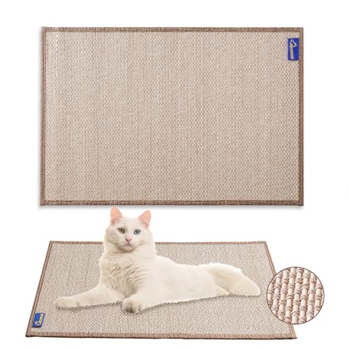 Mearrcgo Kratzmatte Katze [1 Stück] - 50 X 30 cm Aus Bambus Gewebte Katzen Kratzmatte, Verschleißfest, Krümelfrei, Mit Magischen Aufklebern und Spiralnagel zum Schutz von Wand, Sofa, Boden, Fenster von Mearrcgo