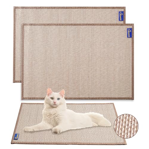 Mearrcgo Kratzmatte Katze - 50 X 30 cm Aus Bambus Gewebte Katzen Kratzmatte, Verschleißfest, Krümelfrei, Mit Magischen Aufklebern und Spiralnagel zum Schutz von Wand, Sofa, Boden, Fenster (2 Stück) von Mearrcgo