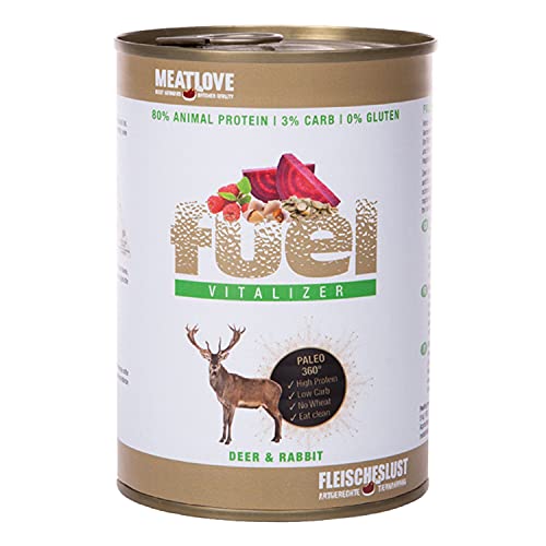 MEATLOVE Hund Fuel Hirsch Hase 410g Hund Dose von Meatlove