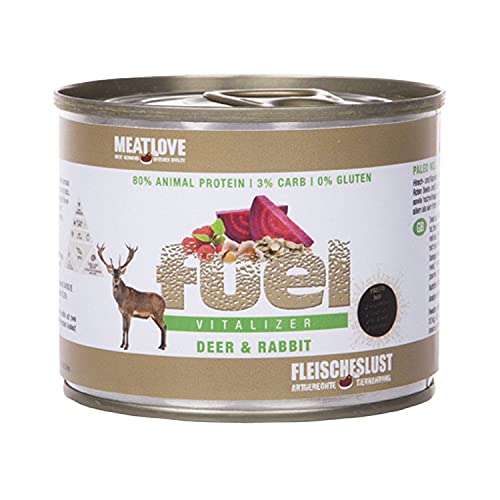 MEATLOVE Hund Fuel Hirsch Kaninchen Dose 200g Hund von Meatlove