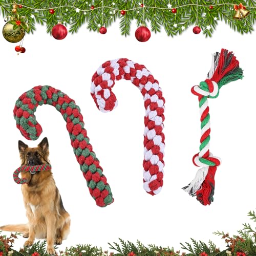 Hundespielzeug, 3 Stück Hunde Kauspielzeug, Hundespielzeug Unzerstörbar, Weihnachten hund Spielzeug, Hundespielzeug Weihnachten, Hunde Kuscheltier für Mittelgroße Hunde Kleine Hunde Welpenspielzeug von Mecctuck