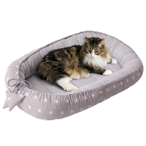 Medi Partners Katzenbett Hundebett 75x60x10cm Katzenschlafplatz Kleine Mittelgroße Hunde Kissen Kuschelbett Katzen Nest von Medi Partners