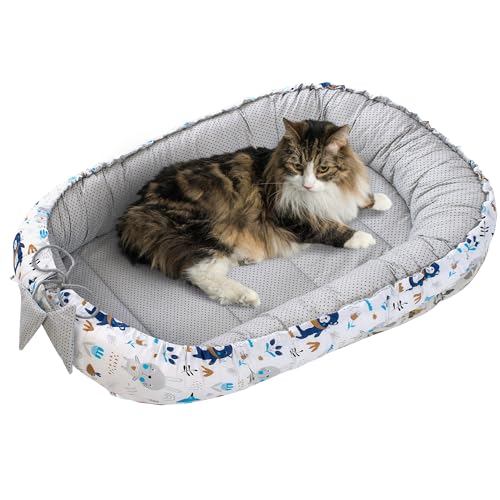 Medi Partners Katzenbett Hundebett 75x60x10cm Katzenschlafplatz Kleine Mittelgroße Hunde Kissen Kuschelbett Katzen Nest von Medi Partners