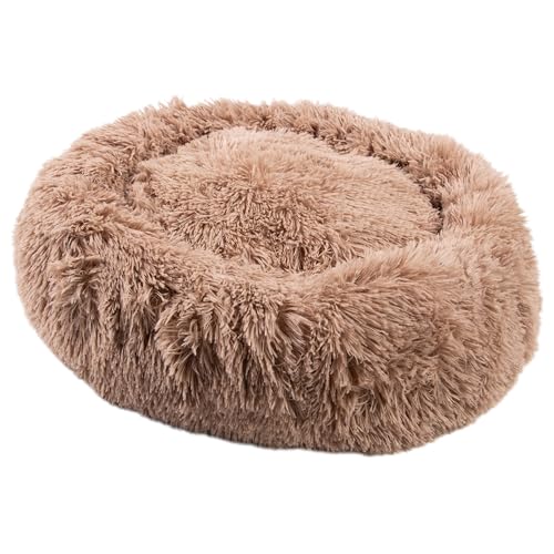 Haustierkissen MILOU Hundebett besonders Flauschiges Haustiersofa Kuschelinsel rund 50-80cm in hellgrau, dunkelgrau, beige, braun von MediSafety, Farbe:L - Braun von MediSafety by Dr. Schandelmeier