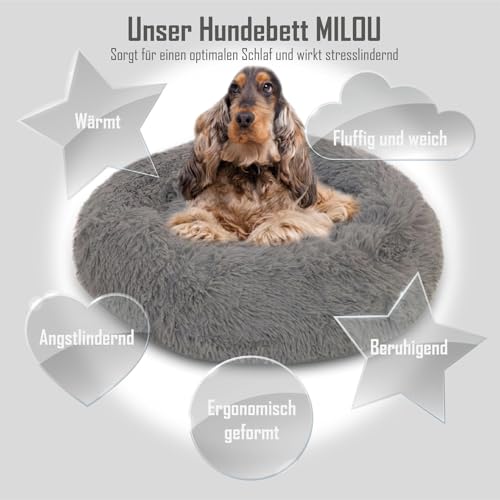 Haustierkissen MILOU Hundebett besonders Flauschiges Haustiersofa Kuschelinsel rund 50-80cm in hellgrau, dunkelgrau, beige, braun von MediSafety, Farbe:XL - Braun von MediSafety by Dr. Schandelmeier