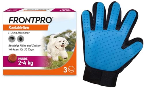 Frontpro 11 mg für Hunde 2-4 kg 3 Kautabletten + gratis Fellhandschuh von Medibond