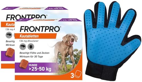 Medibond Frontpro 136 mg für Hunde 25-50 kg 2 x 3 Kautabletten + gratis Fellhandschuh 1 Stück von Medibond