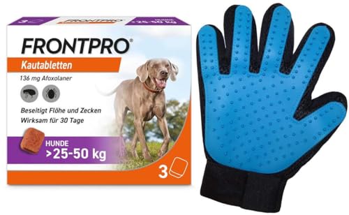 Frontpro 136 mg für Hunde 25-50 kg 3 Kautabletten + gratis Fellhandschuh von Medibond