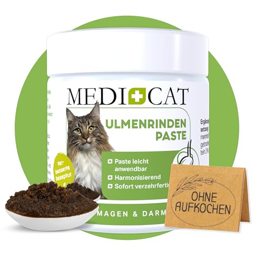 MEDICAT Premium Ulmenrinde Paste – 200 g – für Katzen – bei Sodbrennen, Durchfall und Erbrechen zur Darmsanierung - sofort verzehrfertig von Medicat