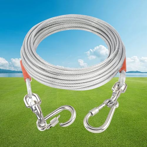 Hundeleinenkabel für Hunde, 3,4 m, 50,8 cm, 76,2 cm, 15,2 m, 22,9 m, 22,9 m, robustes Auslegekabel für Hunde bis zu 125 kg / 113,4 kg, kaufeste Hundeleine für Outdoor, Hof, Camping (Silber, 113,4 - von Meegood