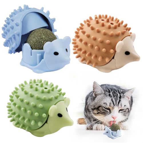 Meemion 3 Stück Katzenminze Balls Spielzeug für Katze, Drehbare Katzenminze Ball Katzenminze Bälle Wand Catnip Balls Katzenspielzeug Katzen leckstein von Meemion