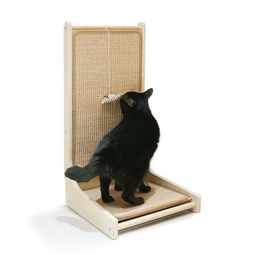 Meeyoview Katzenkratzer, 27,5 Zoll L Form Katzenkratzpad, Sisal Katzenkratzbrett mit Maus Spielzeug, Vertikaler Katzenkratzer für Indoor Katzen von Meeyoview