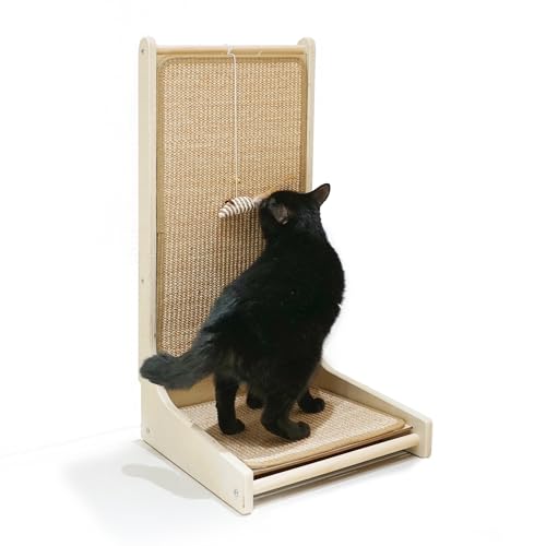 Meeyoview Katzenkratzer, 27,5 Zoll L Form Katzenkratzpad, Sisal Katzenkratzbrett mit Maus Spielzeug, Vertikaler Katzenkratzer für Indoor Katzen von Meeyoview