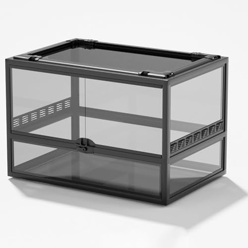 MegLob Float Glass Reptile Terrarium, 360-Grad-Panorama-Beobachtung Der Reptilienzüchtungsbox, Transparentes Amphibien-Fütterungstank, Reptilienraum-Terrarium-Hülle Mit Top-Metall-Bildschirmfenster,H von MegLob