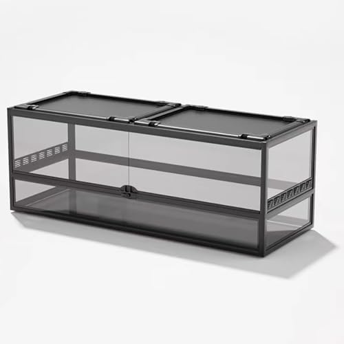 MegLob Float Glass Reptile Terrarium, 360-Grad-Panorama-Beobachtung Der Reptilienzüchtungsbox, Transparentes Amphibien-Fütterungstank, Reptilienraum-Terrarium-Hülle Mit Top-Metall-Bildschirmfenster,M von MegLob