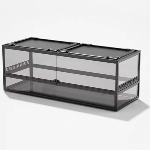 MegLob Float Glass Reptile Terrarium, 360-Grad-Panorama-Beobachtung Der Reptilienzüchtungsbox, Transparentes Amphibien-Fütterungstank, Reptilienraum-Terrarium-Hülle Mit Top-Metall-Bildschirmfenster,N von MegLob