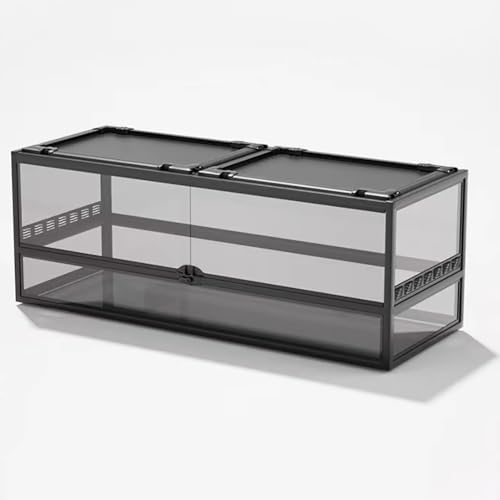 MegLob Float Glass Reptile Terrarium, 360-Grad-Panorama-Beobachtung Der Reptilienzüchtungsbox, Transparentes Amphibien-Fütterungstank, Reptilienraum-Terrarium-Hülle Mit Top-Metall-Bildschirmfenster,L von MegLob