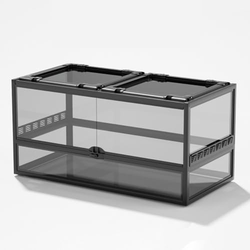 MegLob Float Glass Reptile Terrarium, 360-Grad-Panorama-Beobachtung Der Reptilienzüchtungsbox, Transparentes Amphibien-Fütterungstank, Reptilienraum-Terrarium-Hülle Mit Top-Metall-Bildschirmfenster,K von MegLob