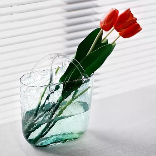 MegLob Offenes Glasaquarium, Handtasche -Fischtank, Speziell Geformte Transparente Betta -Fischtank, 2 in 1 Vase & Aquariumbehälter, Wohnzimmer Vase Dekorationen,Blau von MegLob