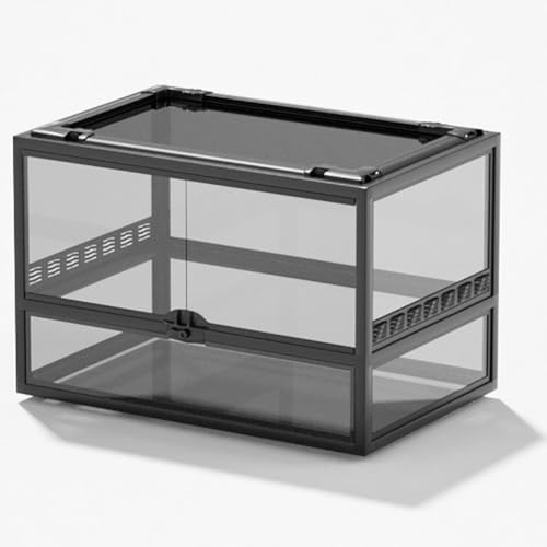 MegLob Reptilienglas -Terrarium, Reptilienzüchterbox Mit Visuell Ansprechender, Transparenter Lebensmittelfuttertank, Schwimmerglas Eco Regenwald Fütterungsbox, Amphibien -Terrarium,A von MegLob