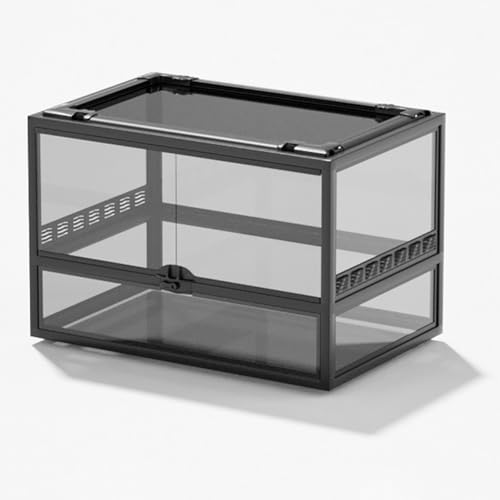 MegLob Reptilienglas -Terrarium, Reptilienzüchterbox Mit Visuell Ansprechender, Transparenter Lebensmittelfuttertank, Schwimmerglas Eco Regenwald Fütterungsbox, Amphibien -Terrarium,B von MegLob