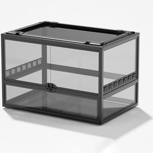 MegLob Reptilienglas -Terrarium, Reptilienzüchterbox Mit Visuell Ansprechender, Transparenter Lebensmittelfuttertank, Schwimmerglas Eco Regenwald Fütterungsbox, Amphibien -Terrarium,G von MegLob