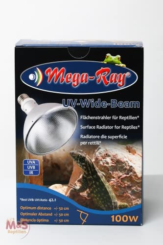 Mega-Ray - Metalldampfleuchte für E27 Fassung UV HID Beleuchtung für alle Wüstenterrarien & Tropenterrarien (100W - 90° Abstrahlwinkel (Vorschaltgerät erforderlich)) von Mega Ray