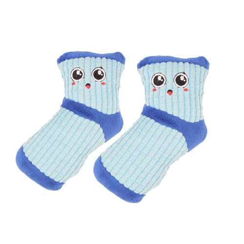 2 x Hundesocken, Geräuschspielzeug, niedliches Kauspielzeug für Hunde, Plüsch, Quietschspielzeug, interaktive Zahnreinigungssocken für kleine und mittelgroße Hunde, Blau von MeiAOBest