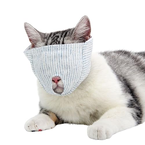 Atmungsaktive Katzen-Maulkörbe, Katzenzubehör verhindert, dass Katzen beißen, kauen und kratzen, Baumwoll-Katzenfessel, Maske für Fellpflege und Nageltrimmen, M (geschlossenes Augenstil) von MeiAOBest