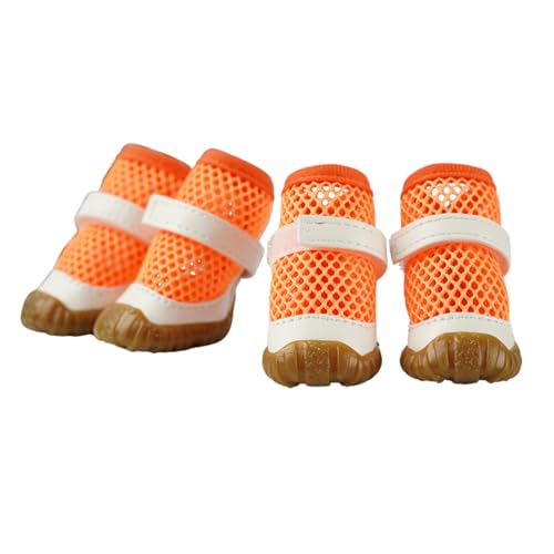 Atmungsaktive Netzschuhe für Hunde, Sommer, rutschfest, Pfotenschutz, Hundepfotenschutz, Outdoor-Schutz, Anti-Schmutz, Verbrühung, Spazierengehen, 4 Stück (Orange) von MeiAOBest