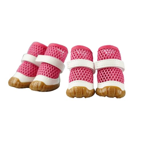 Atmungsaktive Netzschuhe für Hunde, Sommer, rutschfest, Pfotenschutz, Hundepfotenschutz, Outdoor-Schutz, Anti-Schmutz, Verbrühung, Spazierengehen, 4 Stück (Rosa) von MeiAOBest