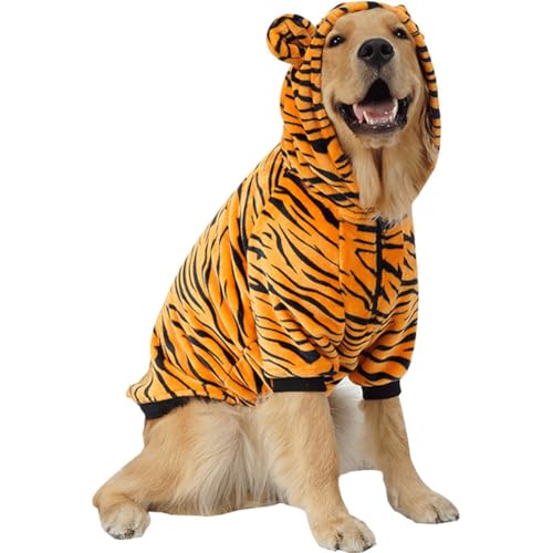 Cosplay-Kostüm für Hunde, Halloween-Tiger-Kostüm, niedliches Tierkostüm, Katze, Hund, Kapuzenmantel, warme Kleidung für kleine, mittelgroße und große Hunde, Größe 3XL (Tiger) von MeiAOBest