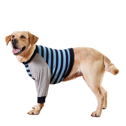 Ellenbogenschutz-Shirt für große Hunde, gestreift, für Schwielen, zur Genesung von Gelenken von Wunden, verdickter Ellenbogen-Hundebekleidung, Pullover für mittelgroße und große Hunde, Größe 3XL von MeiAOBest